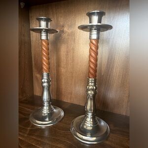 Reed & Barton - Silver and Wood Candleholder